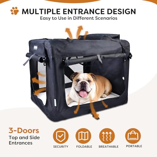 3 Door Soft Dog Crates Kennel (Graphite Black)