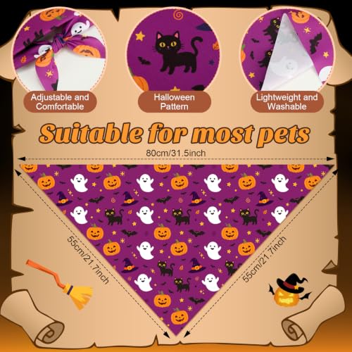 50 Pcs Halloween Dog Bandanas Bulk for Charm Large Pets (Halloween / 31.5 x 21.7 x21.7 Inch)