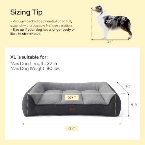 SupportMax® Extra Thick Orthopedic XL Dog Beds Large Sized Dog (Dark Green / 42"l X 30"w X 9.5"th)