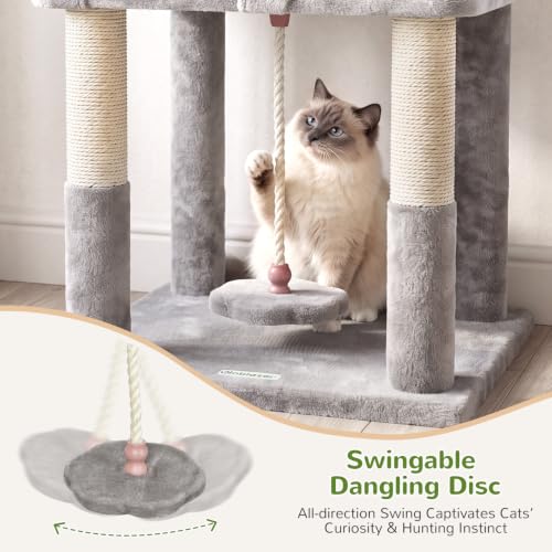 75in Tall Cat Tree Tower for Indoor Cats (Light Grey / 75 inch)