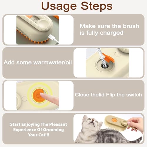 2026 New 4 in 1 Cat Steam Brush for Shedding