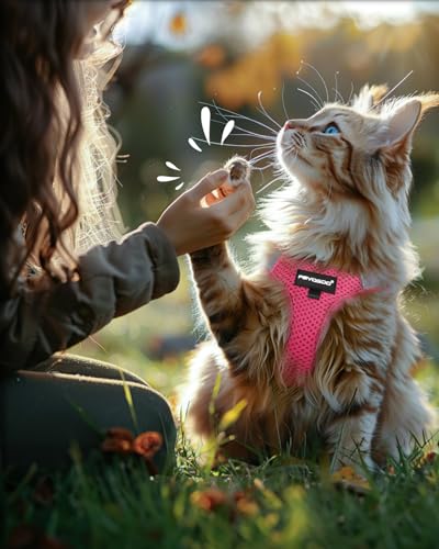 Pink Solid Cat Harness and Leash Set (Pink / L(Chest 12-14"))