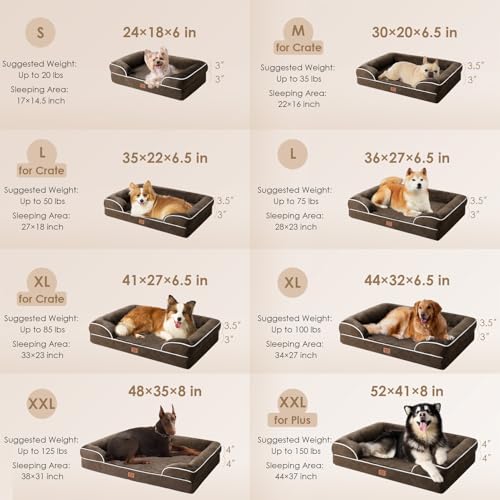 Orthopedic Extra Large Dog Bed (Brown / 44.0"l X 32.0"w X 6.5"th)