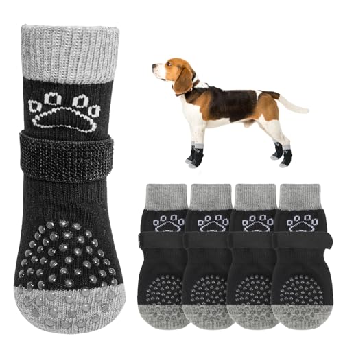 Anti Slip Dog Socks to Prevent Licking Paws for Hot (Black Pearl Paw(Pack of 4) / Small)