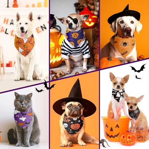 100 Pcs Halloween Dog Bandanas Bulk for Pets Lover Gifts Charm (Halloween / 25.6 x 17.7 x 17.7 Inch)