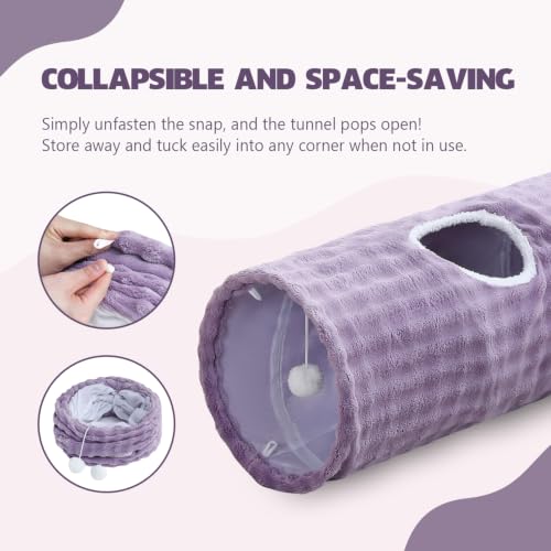 Straight Bubble Cat Tunnel for Indoor Cats 47"x12" (Dusty Purple / Straight)