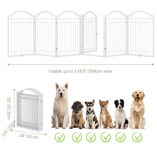Metal No Assembly Freestanding Dog Gate with Door Walk Through (White / 6 panels)