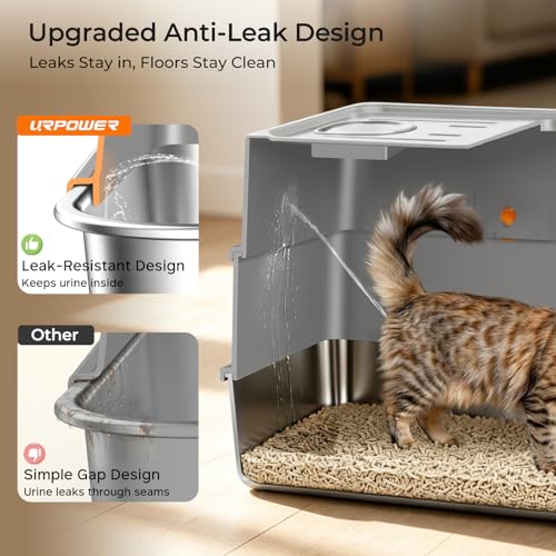 Small Stainless Steel Cat Litter Box with Lid for Kittens