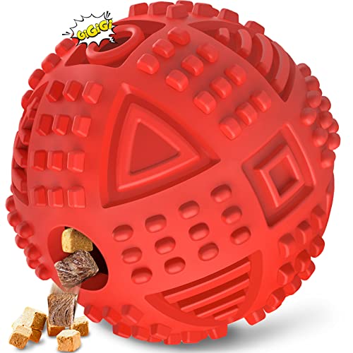 Dog Balls Treat Dispensing Dog Toys for Aggressive Chewers Large Breed (Large / Ball-Red)