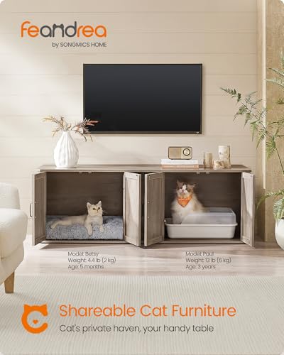 Double Cat Litter Box Enclosure (Heather Griege / XXL (59"L x 19"W x 19.5"H))