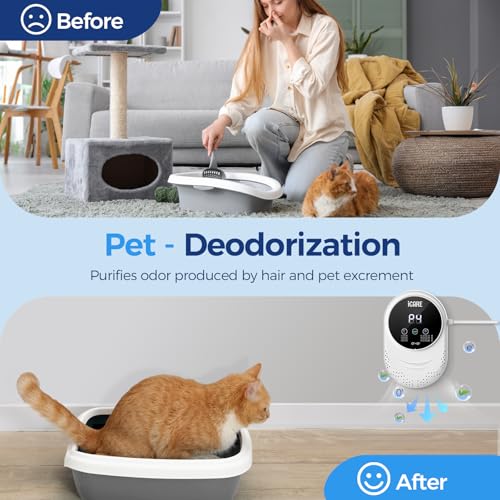 Ozone Odor Eliminator for Strong Odor 99% Cat Litter Deodorizer Pets Poof (1 Count (8 Modes))