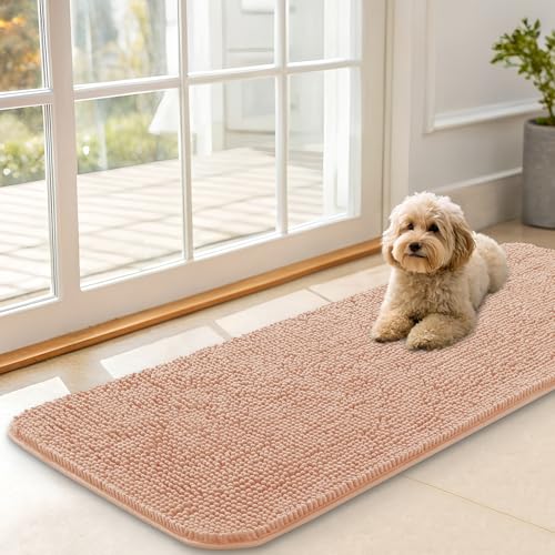 Dog Door Mat for Muddy Paws 47x17 (Peach / 47" X 17")