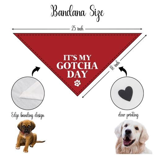 It's My Gotcha Day Dog Bandana Adopt Me Bandanas for Dogs Adoption Gotcha Day Adopted Baby Dog Announcement Adopt Me Pets Scarf for Small Medium Dogs & Cats (W)