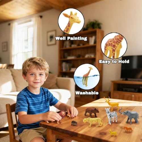 24Pcs Safari & Zoo Animals Figures (Safari Animals Figures)