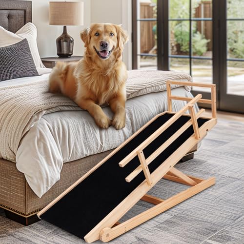 Dog Ramp for Bed & Couch (Wood / M-for 23.6''H Bed)