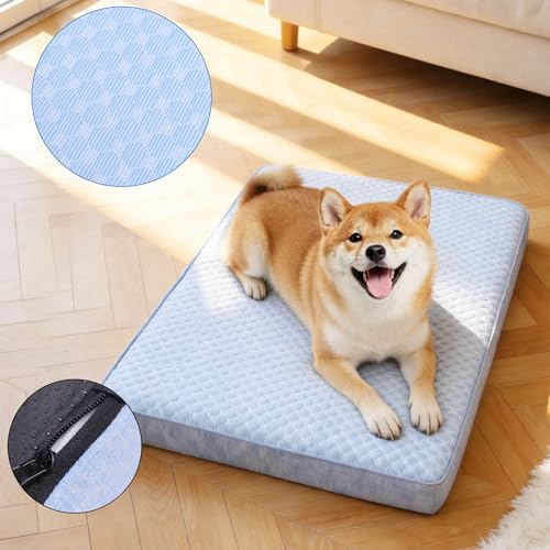 Cooling Dog Beds for Dogs (Blue / XX-Large: 50" x 34" x 5")