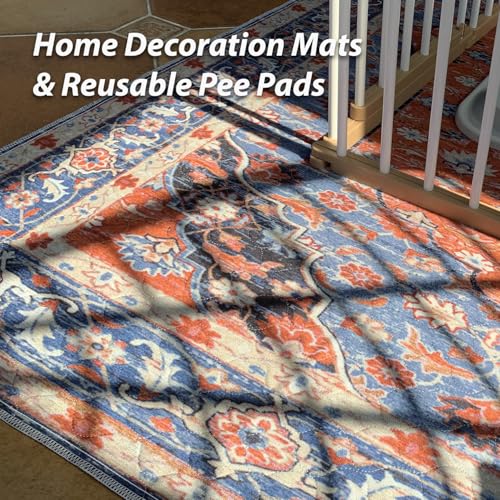 Washable Pee Pads for Dogs (18x24 Inch (Pack of 2) / Red/Floral)