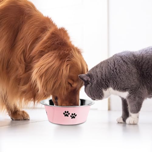 Stainless Steel Dog Bowls (Pink / 8.5 Cups/71 OZ)