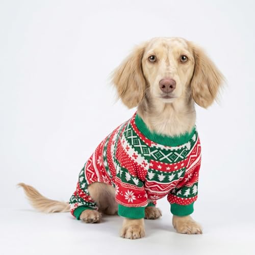 Dog Christmas Outfit (Christmas-Stripes / Medium)