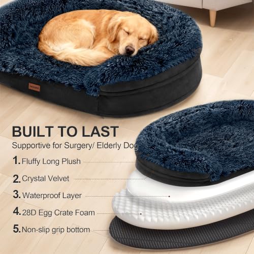 3.7 inch Thickened Orthopedic Dog Beds for Medium Dogs (Black / 36"Lx27.5"Wx7.1"H)