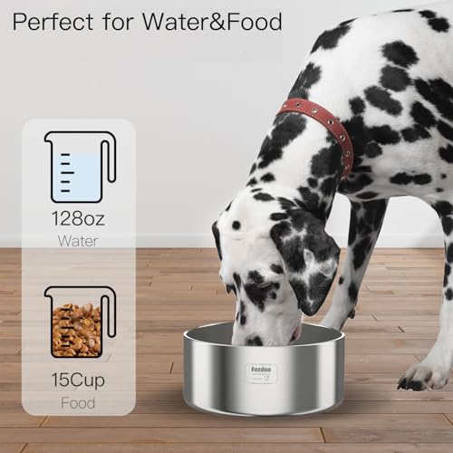 1Gallon Double Layer 304 Stainless Steel Dog Bowl (3.8L)