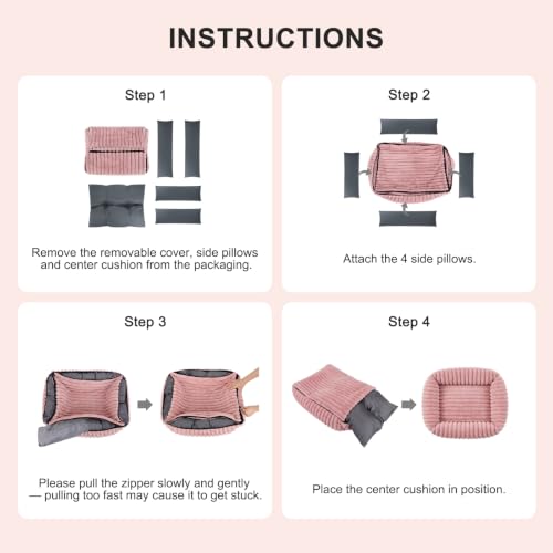 Medium Dog Beds for Medium Dogs Washable (Pink / M Plus (30"x24"x8"))