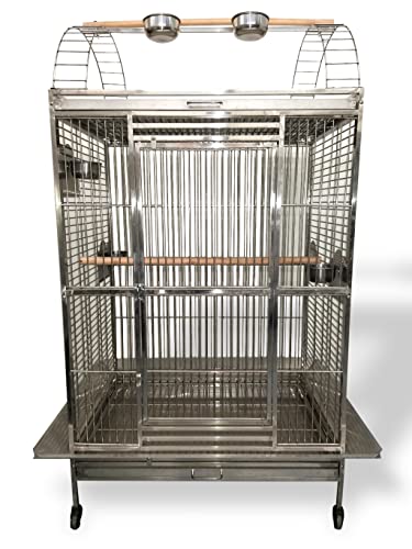 304 Stainless Steel Large Indoor or Outdoor Parrot Macaw Bird Cage with Play Top Stand