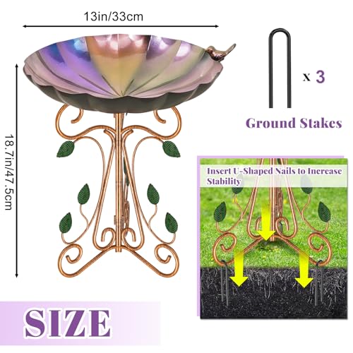 Metal Bird Bath for Outside (Colorful Gradient)