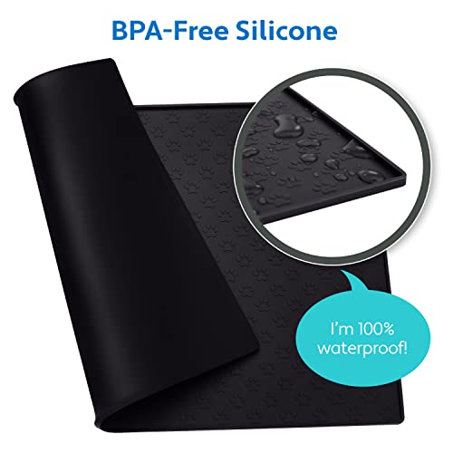 100% Waterproof Dog Food Mat (Black / 24"L x 16"W)