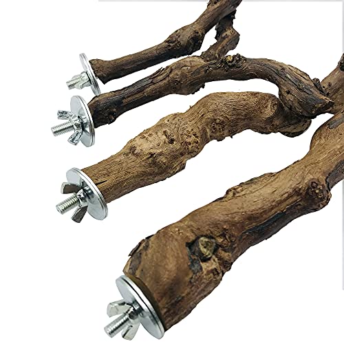 4PCS Bird Perch Natural Grape Stick Bird Standing Stick Grapevine (4PCS Natural Grape Stick)