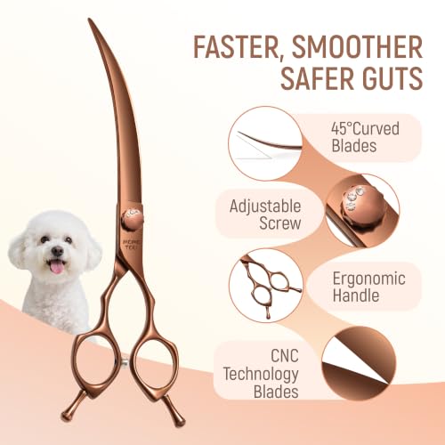 45° Super Curved Dog Grooming Scissors 7.5'' Matte Bronze (Antique Bronze)