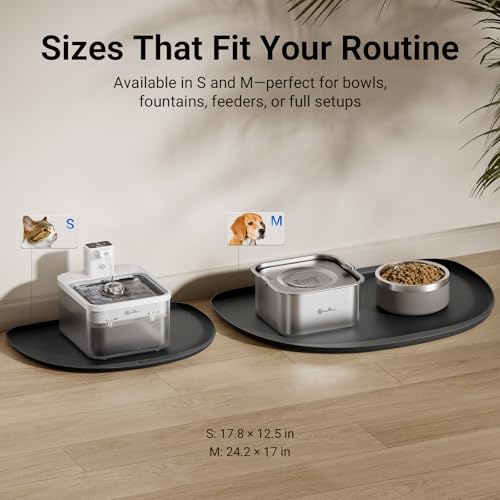 Dog Food Mat Silicone Waterproof Feeding Mat (24"L x 17"W / Black)