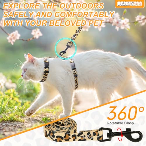 Cat Harness and Leash Set (Medium(Chest: 14"-22") / Leopard Khaki)