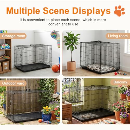 42" Foldable Metal Dog Crate (Black)