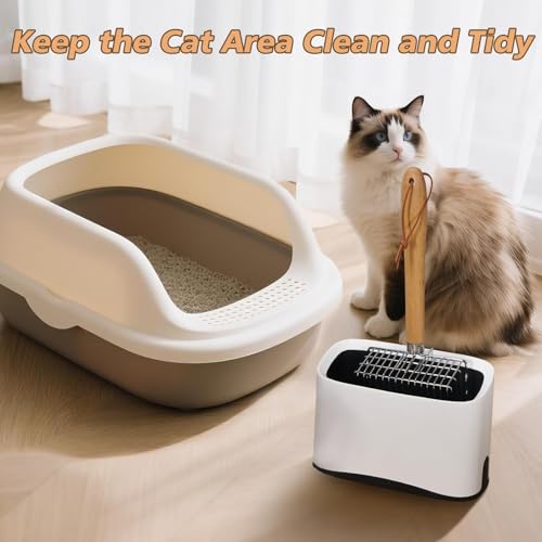 Cat Litter Scoop with Holder Stand (Long handle-9.8" with Holder)