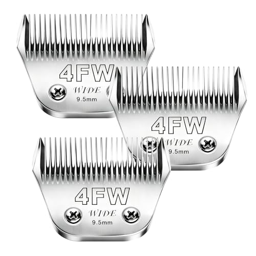 4FW Wide Blade Grooming Clipper Blades for Andis (Silver/4FW-3Pack)