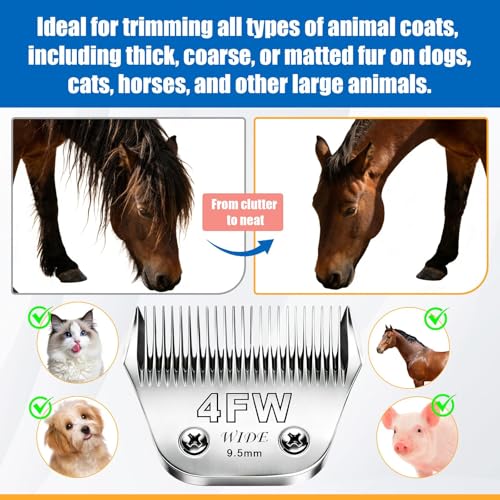 Wide Blade Dog Grooming Clipper Blades (Silver/30W+4FW+5FW+7FW-4pack)