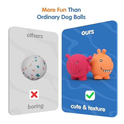 Dog Squeaky Balls Toys Rubber Soft Latex Dog Toys Chewing Squeaky Toy for Puppy Small Medium Pets (smiley face design)