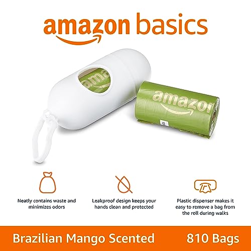 Premium Leak Proof Dog Poop Bags with Dispenser and Leash Clip (810 Bags)
