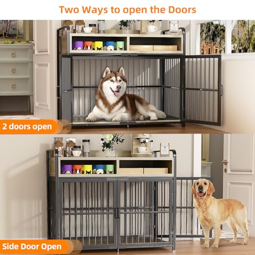 Large Dog Crate Furniture with Drawers Storage (Brown / 40.6"L x 23.6"W x 33.5"H)