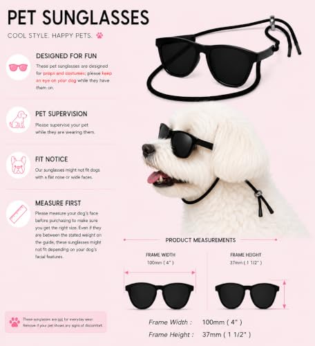 G029 Dog Pet Aviator Pilot Costume Sunglasses Small Breed (Small, up to 15 lbs, 2-pk Aviator Black+ 80s BLK)