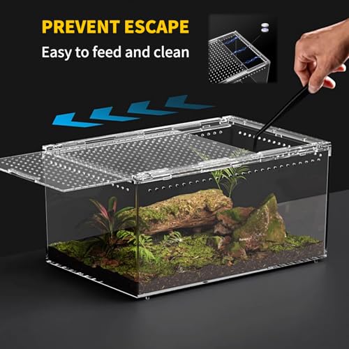 No Assembly】 Reptile Tank Enclosure with Magnetic Button.12" * 8" * 6" Thicken Snake Enclosure Cage (12" * 8" * 6")