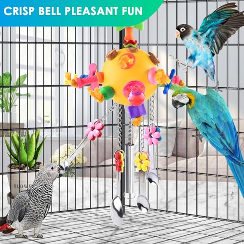 Bird Toys Pull Spoons Colorful Acrylic Stick Toys Parrot Chew Toy for Amazon Parrot (Yellow ball)