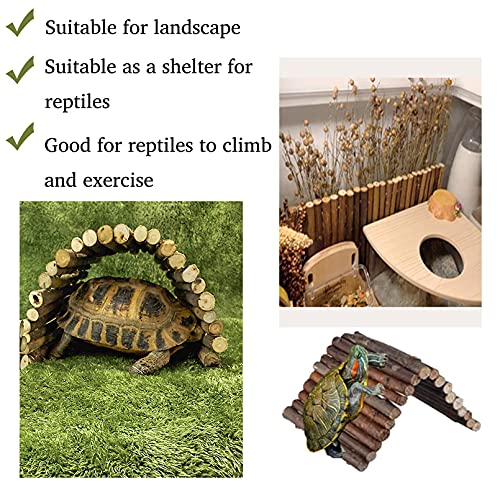11.8 x 6.7 Inches Wooden Reptile Hideout Bearded Dragon Bendy Bridge Climbing Ladder Hiding Hut Reptiles Hide Cave Habitat Decor for Lizards Gecko Spiders Snakes Tortoise