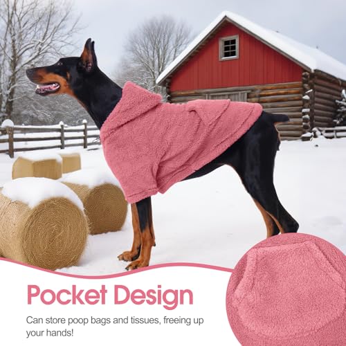 Fuzzy Dog Sweater with Adjustable Hood & Harness Hole (XXX-Large / Pink)