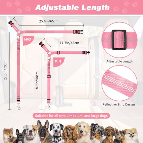 Dog Seat Belt for Car (Pink)