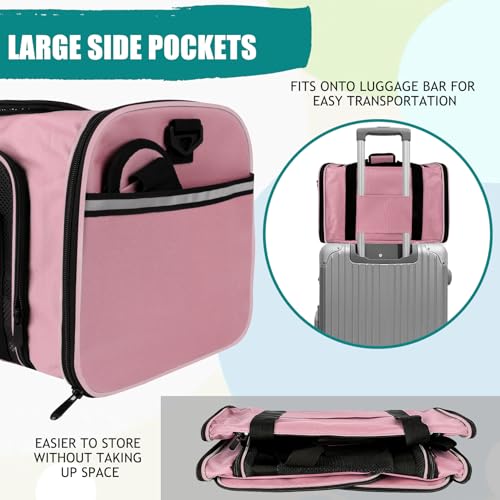 Dog Cat Carrier Pet Carriers for Small Medium Large Cats Dogs Carrier Soft Sided Small Puppy Carrier Purse 15 lbs Portable Foldable Airline Approved Dog Cat Travel Carrier Pink 18x11x11 (18.0"L x 11.0"W x 11.0"H / Pink)
