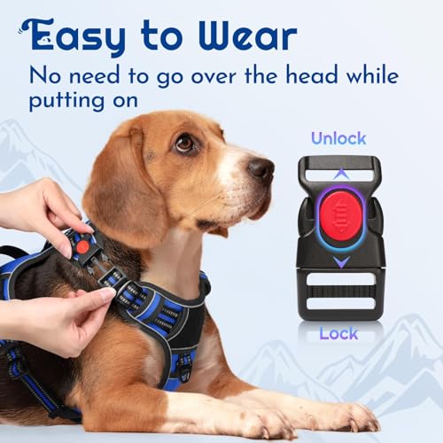 Dog Harness No Pull for Large Dogs (X-Large / Blue & Black)