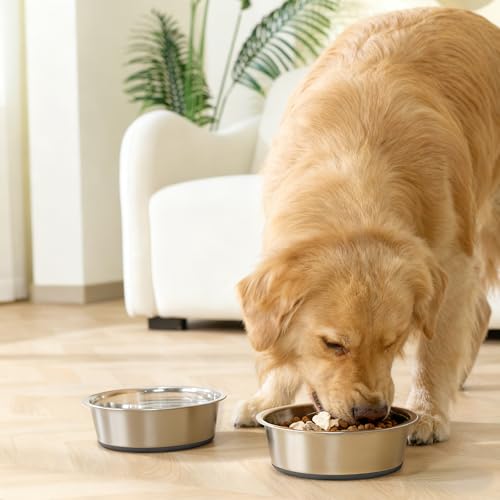 Dog Bowls Food Grade Stainless Steel for Food and Water (Gray / 7 Cup)