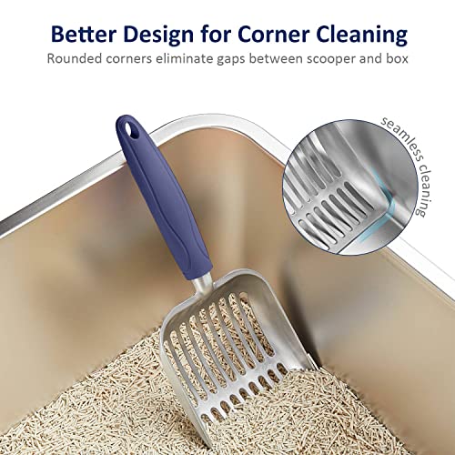 Cat Litter Scoop (Small / FLAT Aluminum \ #01 Blue Handle)